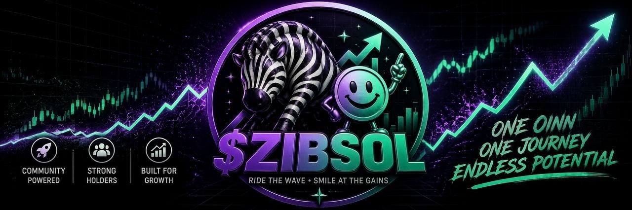 ZIBSOL banner — community powered, strong holders, built for growth